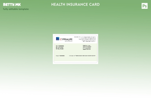 Модерен стил Шаблон за картички за здравствено осигурување на Кипар